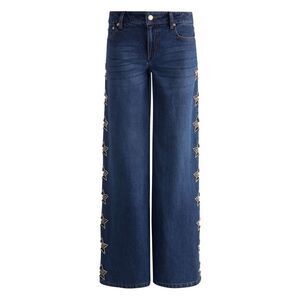 Alice+Olivia Women Embellished Baggy Jeans